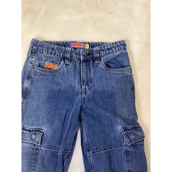CMR JRG Kids Blue Denim Cargo Pants Size 26 Double Knee Streetwear - Picture 2 of 5